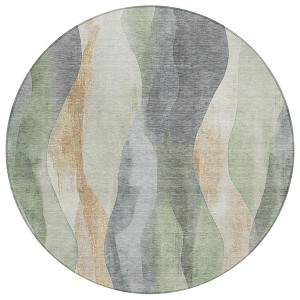 Artichoke Green And Gray Abstract Washable Indoor Outdoor Area Rug - 1 of 4