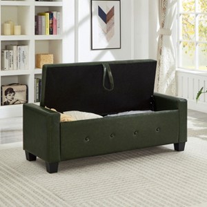 Kumasinova 48" PU Leather Ottoman Bench,Storage Bench with Tufted Button,Upholstered Entryway Bench with Flip-Top,End of Bed Storage Bench for Bedroom - 1 of 4