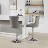 Gulches Set of 2 Gray Thick Chrome Swivel Velvet Bar Stools Adjustable 25 to 33 Inch Height 18 Inch Base Tufted Buttons Diamond Pleating - 2 of 4