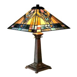 Chloe Lighting Michael Mission 2 Light Tiffany-Style Antique Dark Bronze Table Lamp 16" Shade - 1 of 3