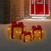 Northlight Set of 3 Gold and Red Gift Boxes with Bows Lighted Christmas Outdoor Decorations - 2 of 4