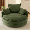 Corduroy Swivel Barrel Chair with Deep Dual-Layer Cushion,Swivel Round Chair with 3 Pillows,Swivel Accent Chair for Living Room or Office-Koiai - 2 of 4