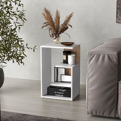 NicBex Modern 3-Tier End Table Living Room, 25" High Side Table, Multipurpose Nightstand with Storage, Living Room Sofa Table, Small Table