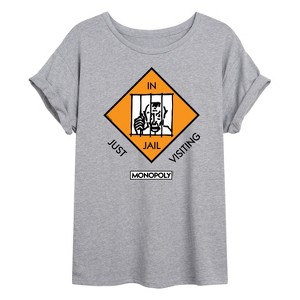 Women's - Monopoly - In Jail Just Visiting Oversized Graphic T-Shirt - 1 of 4