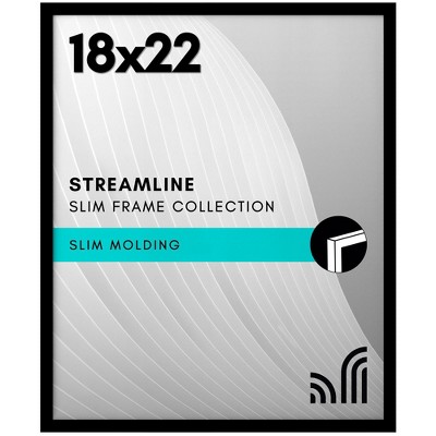 Americanflat 18x22 Picture Frame with Polished Plexiglass - Streamline - Thin Border Picture Frame - Hanging Hardware Included - Black