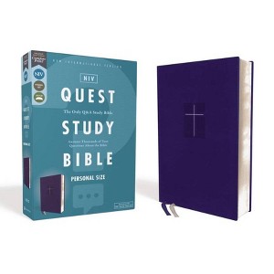 Niv, Quest Study Bible, Personal Size, Leathersoft, Blue, Comfort Print - by  Zondervan (Leather Bound) - 1 of 1