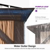 PURPLE LEAF Garden Bronze Double Roof Aluminum Frame Pavilion And Khaki Curtain  Outdoor Hardtop Gazebo - 4 of 4