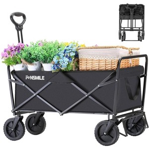 Collapsible Folding Wagon, Heavy Duty 220Lbs Capacity, Foldable Utility Cart for Outdoor Camping, Grocery, Sports, Beach - All Terrain - 1 of 4