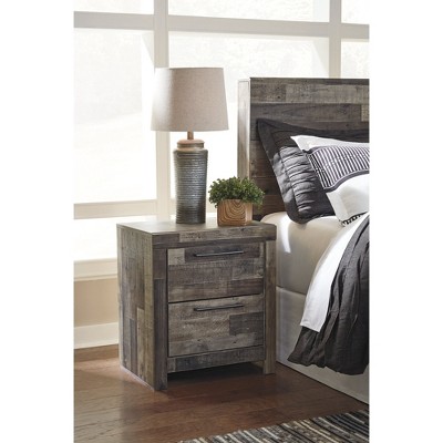Rustic Pine and Gunmetal 2-Drawer Nightstand with USB Port