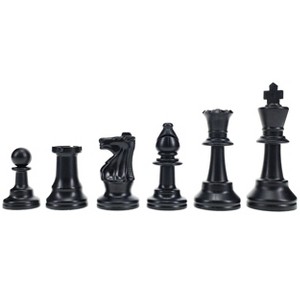 WE Games Color Bright Plastic Staunton Tournament Chess Pieces with 3.75 in. King - Half Chess Set of Chess Pieces Only, Black - 1 of 4