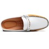 Santimon Mens Penny Mules Leather Slip on Shoes Casual Office Backless Loafers White Tan - 3 of 4