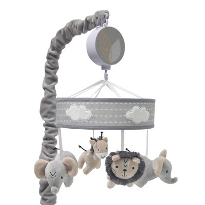 Lambs & Ivy Jungle Safari Musical Baby Crib Mobile - Gray, Beige