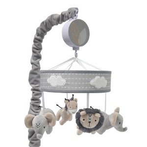 Lambs & Ivy Jungle Safari Musical Baby Crib Mobile - Gray, Beige, White, Animals - 1 of 4