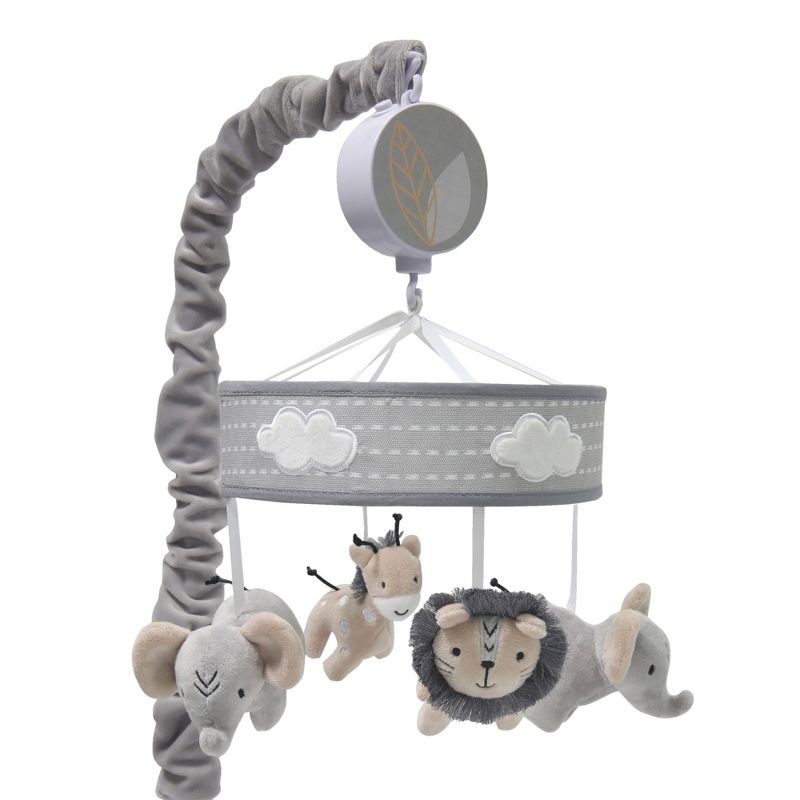 Lambs & Ivy Jungle Safari Musical Baby Crib Mobile - Gray, Beige, White, Animals, 1 of 8