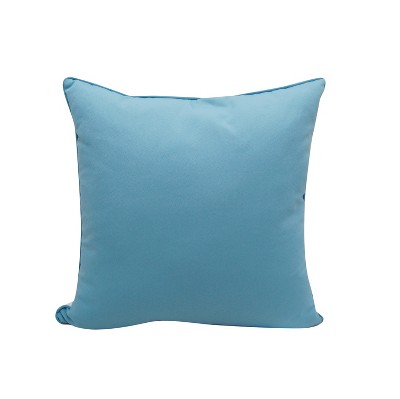 Embroidered Coastal Blue and Sand Indoor/Outdoor Throw Pillow