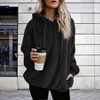 Women's Solid Hooded Long - Sleeve Pullover Fleece Top - 4 of 4
