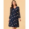 Allegra K Women's Boho Floral V Neck Tie Waist Long Sleeve Chiffon Wrap Midi Dress - 2 of 4