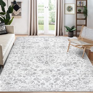 Vintage Medallion Area Rug Washable Rug Non-Slip Foldable Throw Carpet Oriental Floral Print Floor Cover - 1 of 4