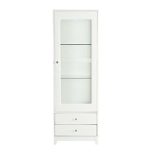 ACEPANO 71 in. H Freestanding Soft-Padded Display Cabinet with Top Lighting, Glass Doors & Adjustable Shelves-White - 1 of 4