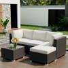 Outdoor Patio Furniture Set, Pe Rattan Wicker Sectional Sofa with Cushions for Balcony, Garden, 5 Piece Couch Arrangement with Table - 3 of 4