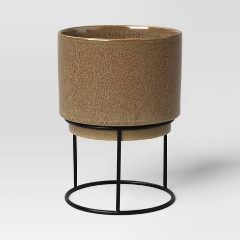 Ceramic Glazed Indoor Outdoor Planter Pot with Stand - Threshold™ - image 1 of 4