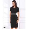 INSPIRE CHIC Women's Crew Neck Short Sleeve Business Elegant Office Peplum Sheath Dresses - 2 of 4