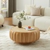 Dexmalle Round Solid Wood Carved Coffee Table with Elegant Sculptural - 4 of 4