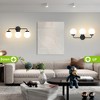 POWLIG 22.44-in 3-Light Matte Black Bathroom Light Fixtures Over Mirror Vanity Lighting with Milk White Glass Globe Shades - 4 of 4