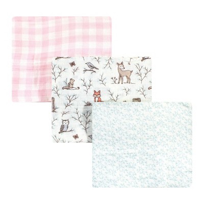 Hudson Baby Infant Girl Cotton Muslin Swaddle Blankets, Enchanted Forest, One Size
