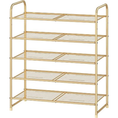 Simple Trending 5-Tier Stackable Shoe Rack Golden Yellow