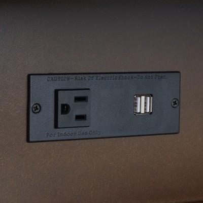 Medium Oak and Gold 2-Drawer Chest with USB Ports