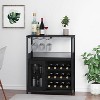 3-Tier Wine Bar Cabinet with Detachable Rack, Storage Buffet with Glass Holder & Mesh Door, for Kitchen Living Room Bar - 2 of 4