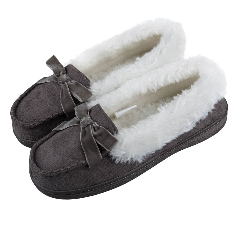 Jessica Simpson Girl's Micro-Suede Moccasin Slipper with Bow, 3 of 6