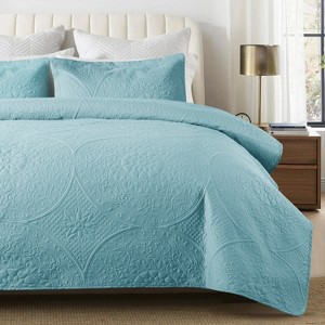 2-3 Pcs Quilted Bedspread Floral Pattern Decorative Coverlet Quilt Bedding Set for All Seasons - Cotton Passion - 1 of 4