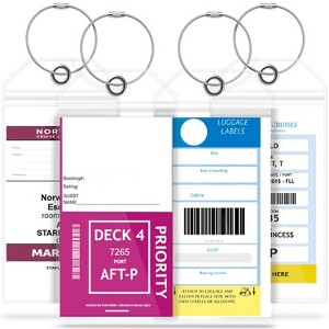 GreatShield 4 Pack Cruise Luggage Tag Holder for Carnival, Princess, Costa, Holland America, P&O & Norwegian Luggage Tags Cruise Ships w/ Zip Seal - 1 of 4