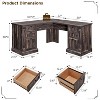 SinCiDo 60" L-Shaped Desk,Farmhouse Computer Desk with Charging Station,Filing Cabinet Storage, Drawer,Study Writing Desk - 3 of 4