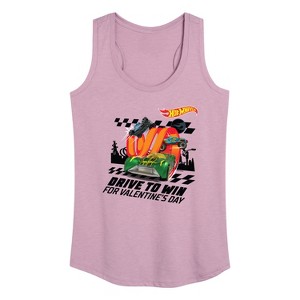 Women's - Hot Wheels - Valentine's Drive to Win Graphic Racerback Tank - 1 of 4
