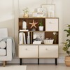 Costway 6-Cube Bookshelf with 3 Removable Folding Fabric Drawers Metal Legs for Living Room Natural/White - 2 of 4