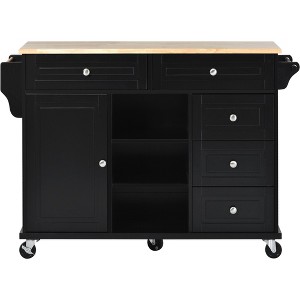 NicBex 5 Drawer Rolling Kitchen Island Cart with 1 Cabinet and 3 Open Shelves,Kitchen Island on Wheels with Towel Rack,Island Table for Kitchen - 1 of 4