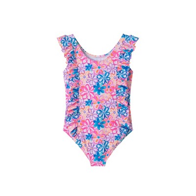 Andy & Evan  Toddler  Floral Print Rib One Pc Swimsuit
