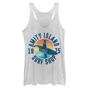 Women's Jaws Retro Amity Island Surf Shop Racerback Tank Top - 1 of 4