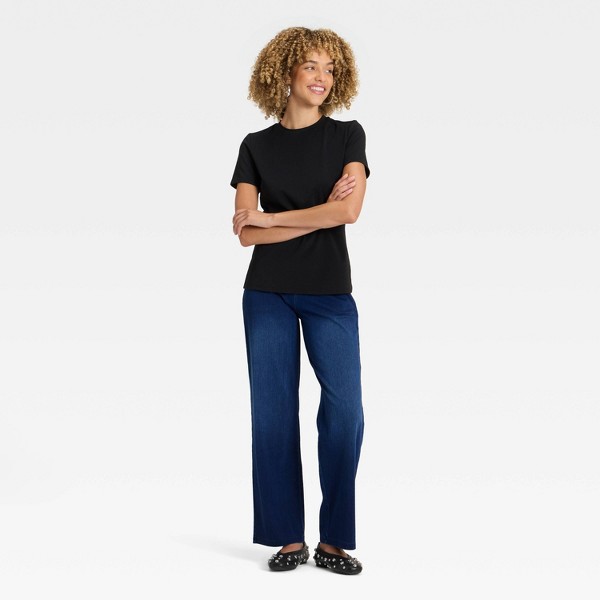 Pantalones de mezclilla de tiro alto, pierna ancha y elásticos con bolsillos delanteros y traseros para mujer - A New Day™ 3