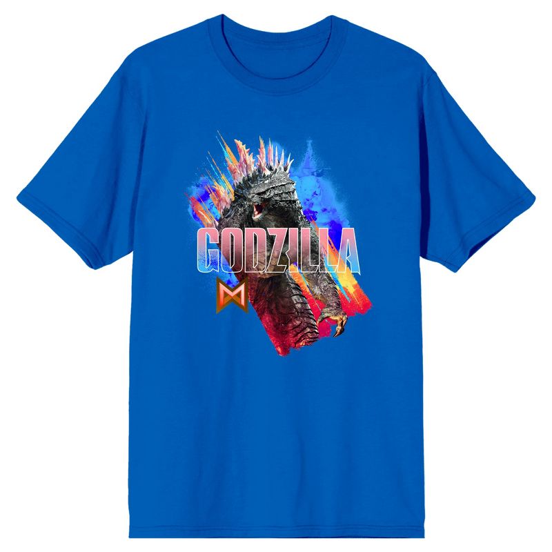 Godzilla x Kong: The New Empire Godzilla In Smoke Crew Neck Short Sleeve Royal Blue Men's T-shirt, 1 of 3