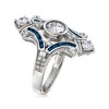 Ross-Simons 1.55 ct. t.w. CZ and .20 ct. t.w. Simulated Sapphire Ring in Sterling Silver - 3 of 4