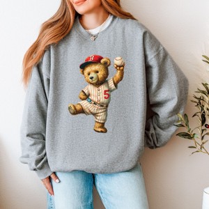 Simply Sage Market Baseball Bear Sweatshirt - 1 of 4