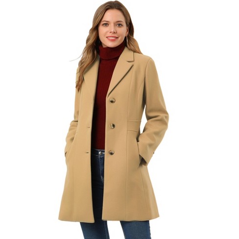 Allegra K Women's Single Breasted Notched Lapel Long Winter Coats : Target