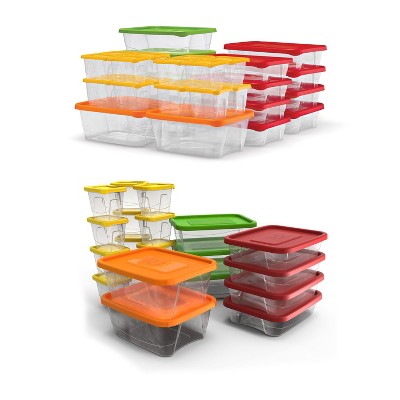 Plas Glas 102 Piece Stackable Plastic Food Storage Lunch Containers and Lids