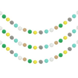 Unique Bargains Party Decorative Polyester Yarn Pom Pom Ball Garlands 8.2 Feet 3 Pcs - 1 of 4