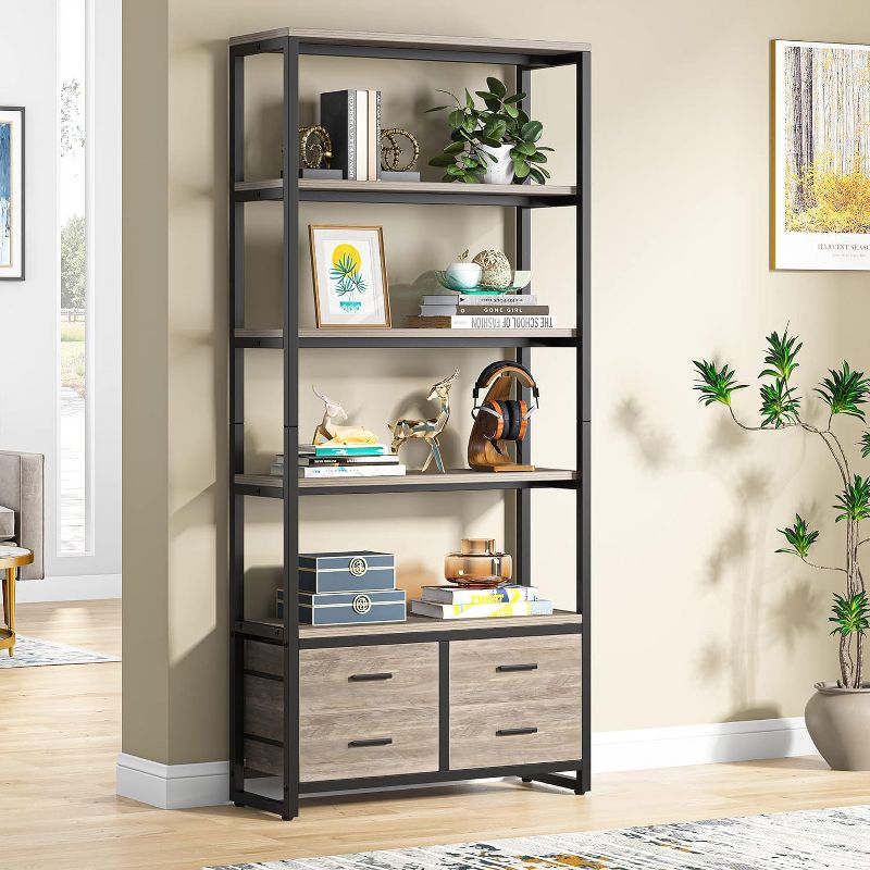 Tribesigns 70.9" Tall 5-Tier 4 Drawers Etagere Bookcase, 2 of 8
