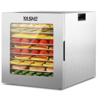 YASHE 10-Tray Stainless Steel Food Dehydrator, 10 Presets, 48H Timer, 850W, for Jerky, Herbs, Meat, Fruits, Dog Treats, Recipes Included